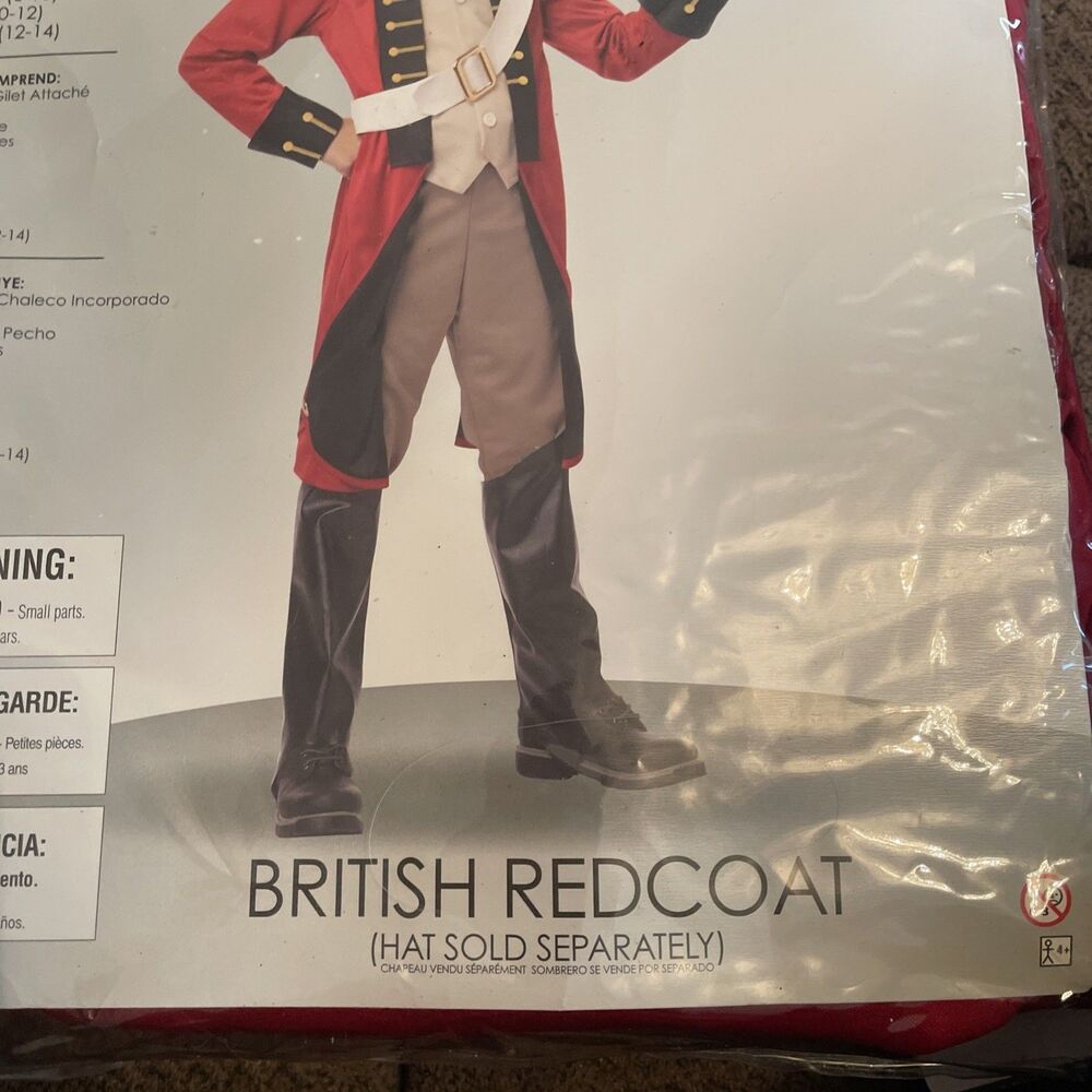 California Codtumes British Redcoat Child Sz M 8-10 New - Picture 3 of 6